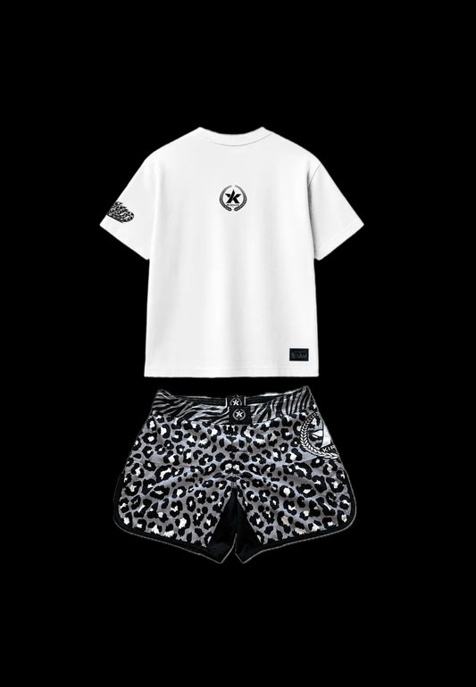 Conjunto Bañador Leopardo Gris+ Camiseta